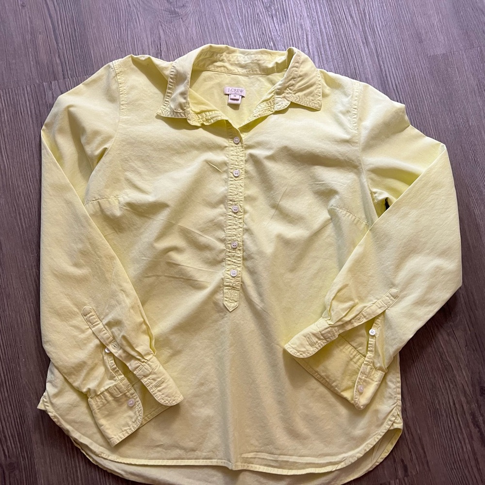 J. Crew Cotton Size M Lemon Yellow Button-Front Tunic - Picture 7 of 8